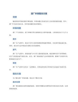 酒厂环保整改方案