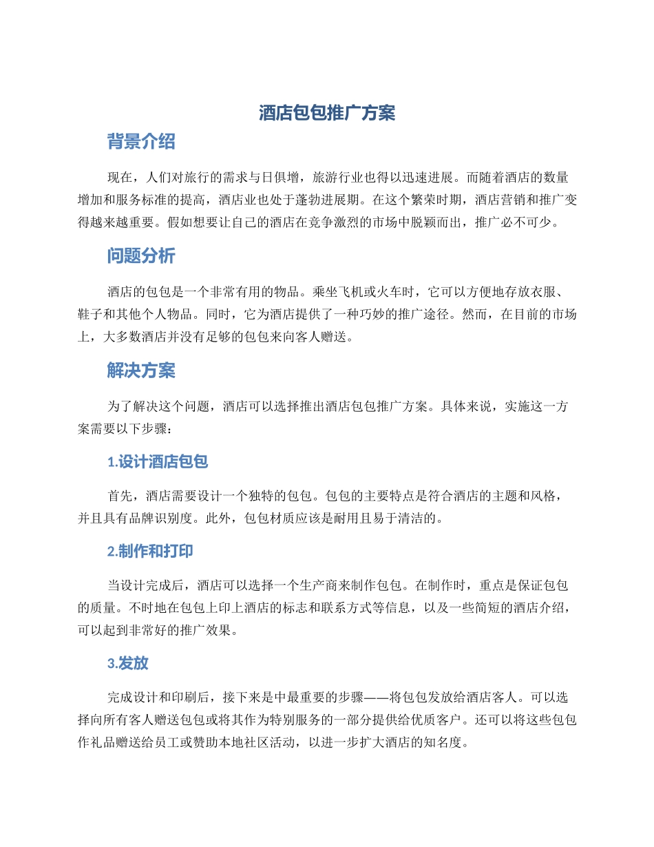 酒店包包推广方案_第1页