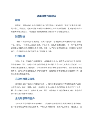酒类销售方案建议