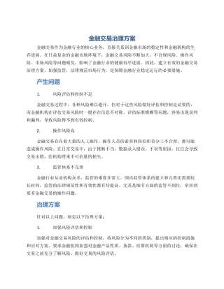 金融交易治理方案