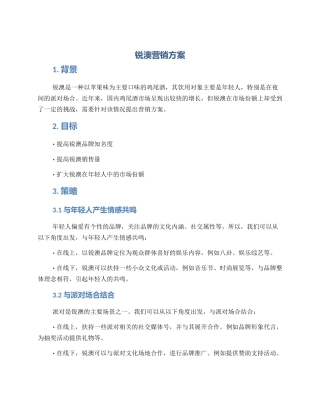 锐澳营销方案