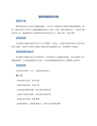 露营专题策划方案