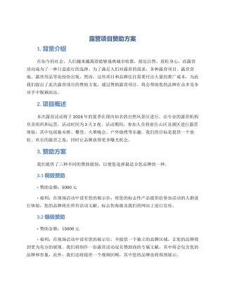 露营项目赞助方案