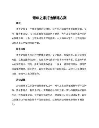 青年之家打造策略方案