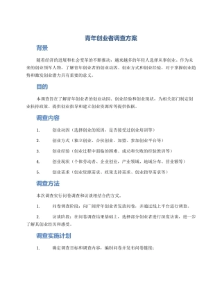 青年创业者调查方案