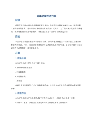 青年品牌评选方案