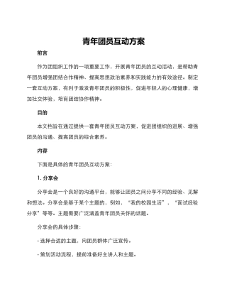 青年团员互动方案
