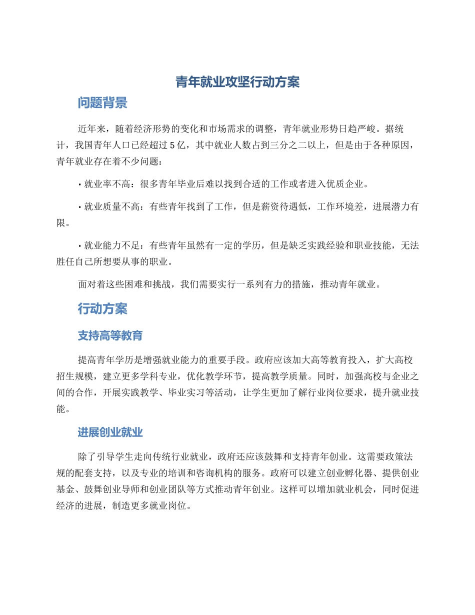 青年就业攻坚行动方案_第1页