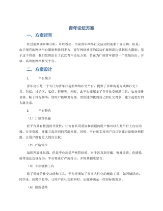 青年论坛方案
