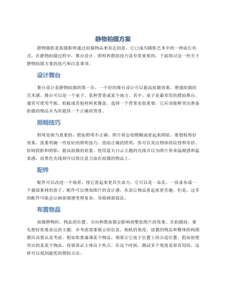 静物拍摄方案