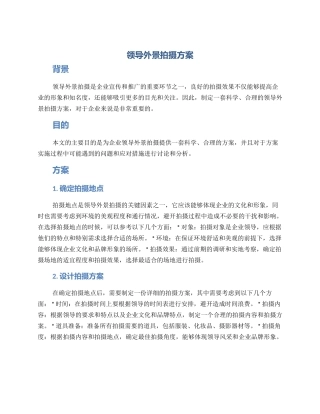 领导外景拍摄方案