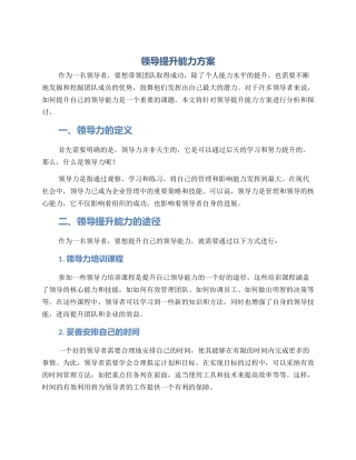 领导提升能力方案