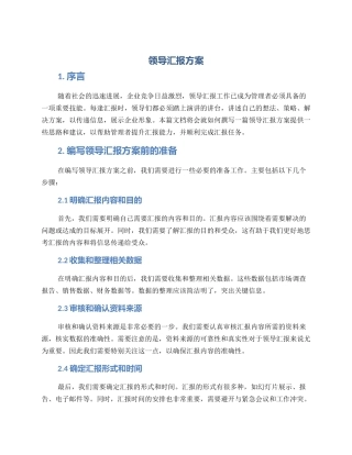 领导汇报方案