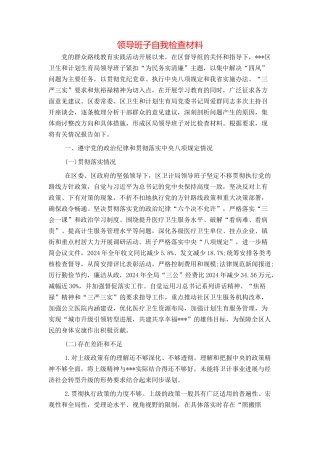 领导班子自我检查材料