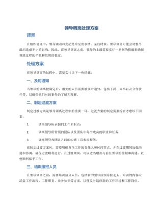 领导调离处理方案