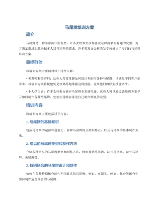 马尾辫培训方案