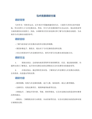 马术比赛调研方案