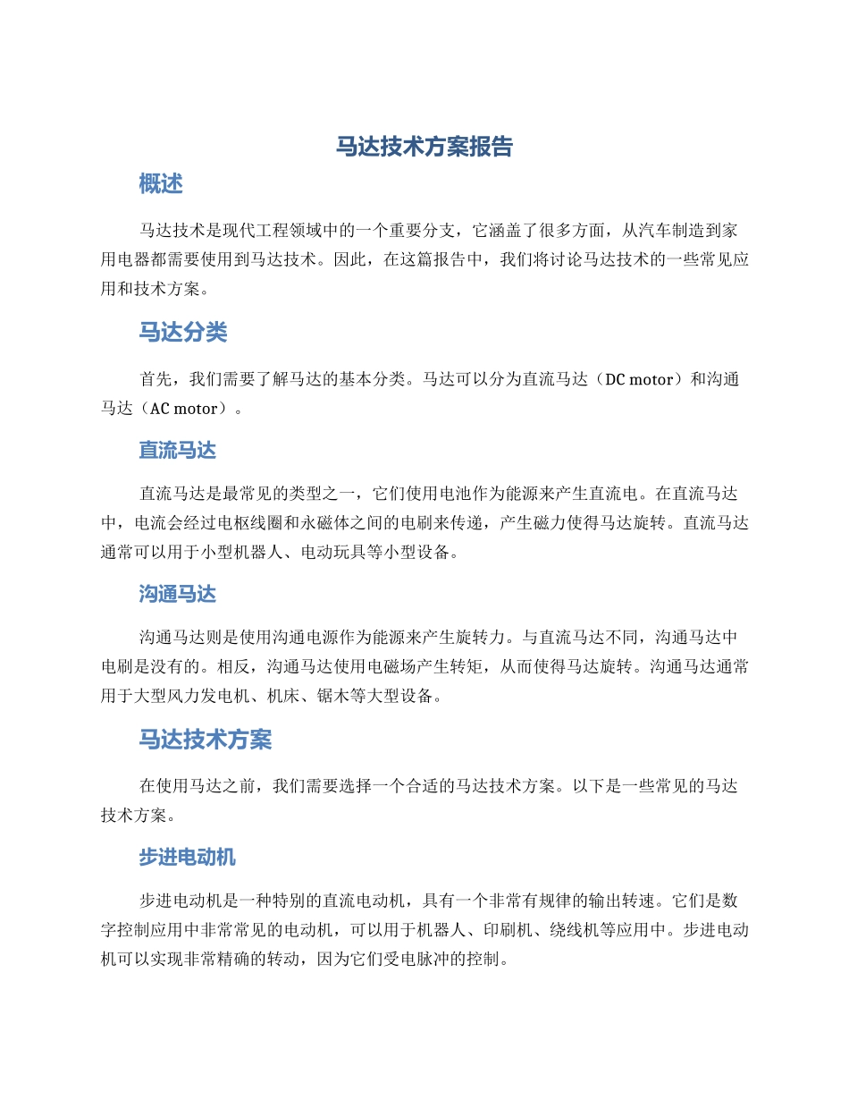马达技术方案报告_第1页