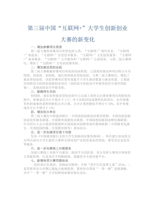 （热点问题）第三届中国“互联网+”大学生创新创业大赛的新变化