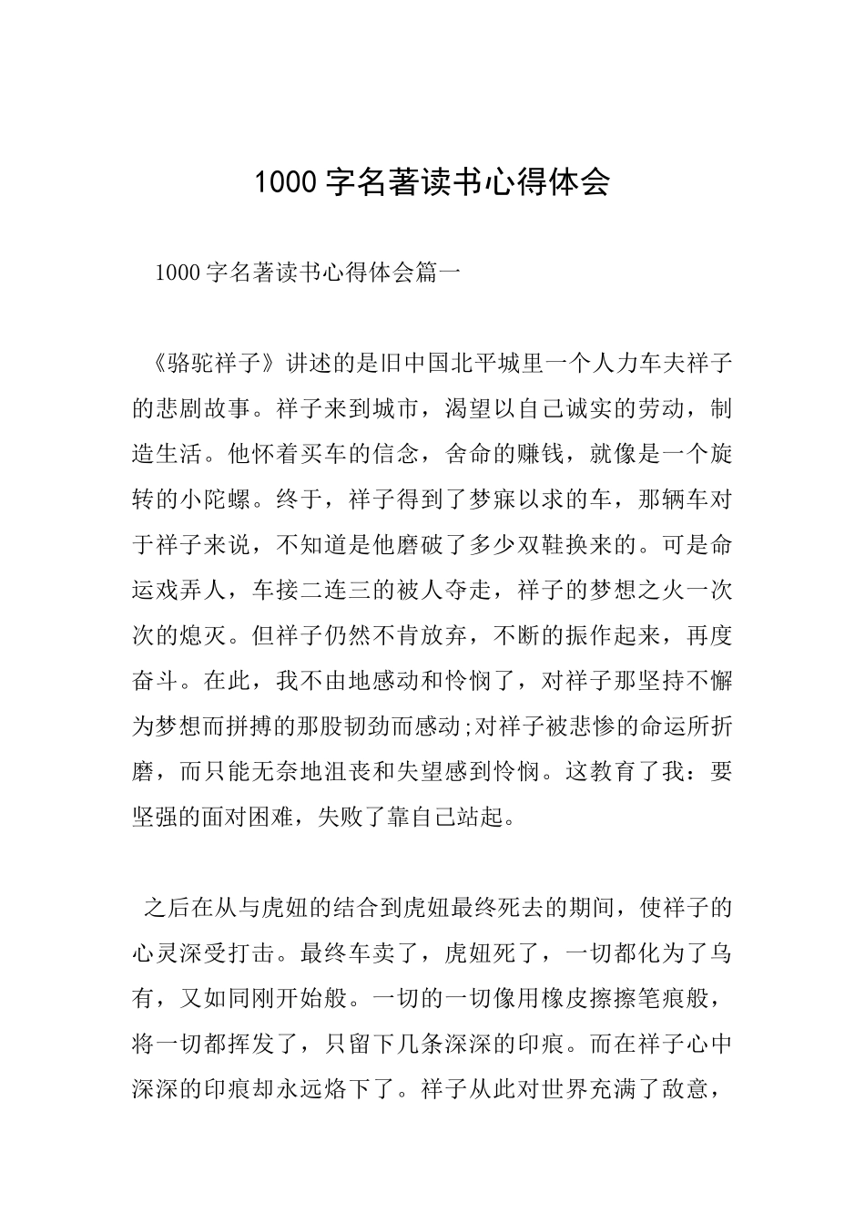 1000字名著读书心得体会_第1页