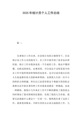 2019年统计员个人工作总结