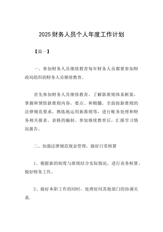 2019财务人员个人年度工作计划