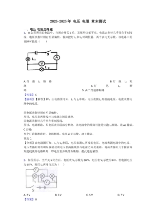 20252025年电压电阻章末测试