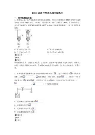 20252025年简单机械专项练习
