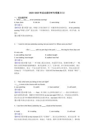 20252025年过去进行时专项复习(1)