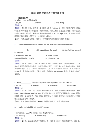 20252025年过去进行时专项复习