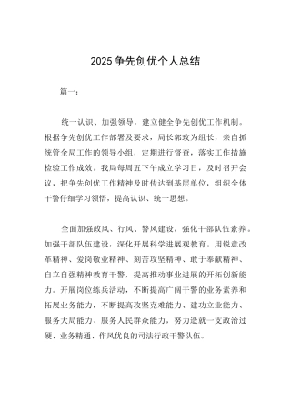 2025争先创优个人总结
