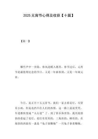 2025元宵节心得及收获