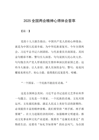 2025全国两会精神心得体会荟萃