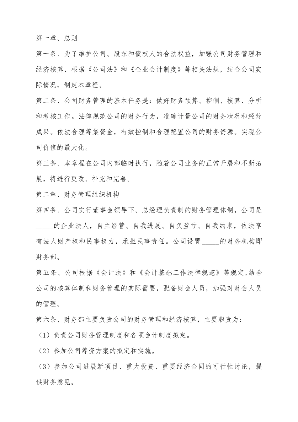2025公司财务章程范本_第2页
