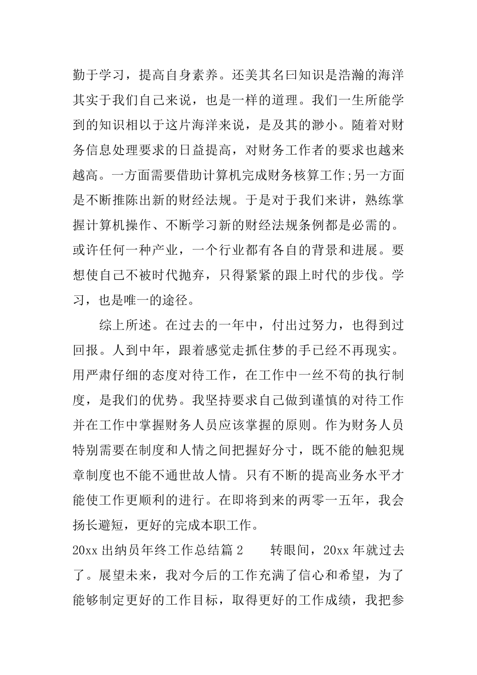 2025出纳员年终工作总结_第2页