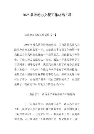 2025县政府办文秘工作总结3篇