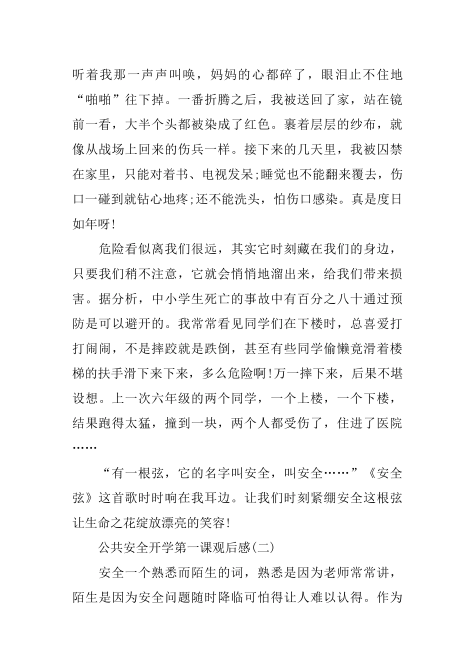 2025小学生北京公共安全开学第一课观后感5篇_第2页