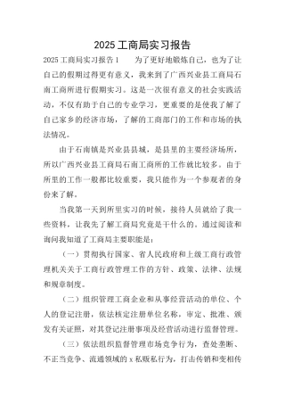 2025工商局实习报告
