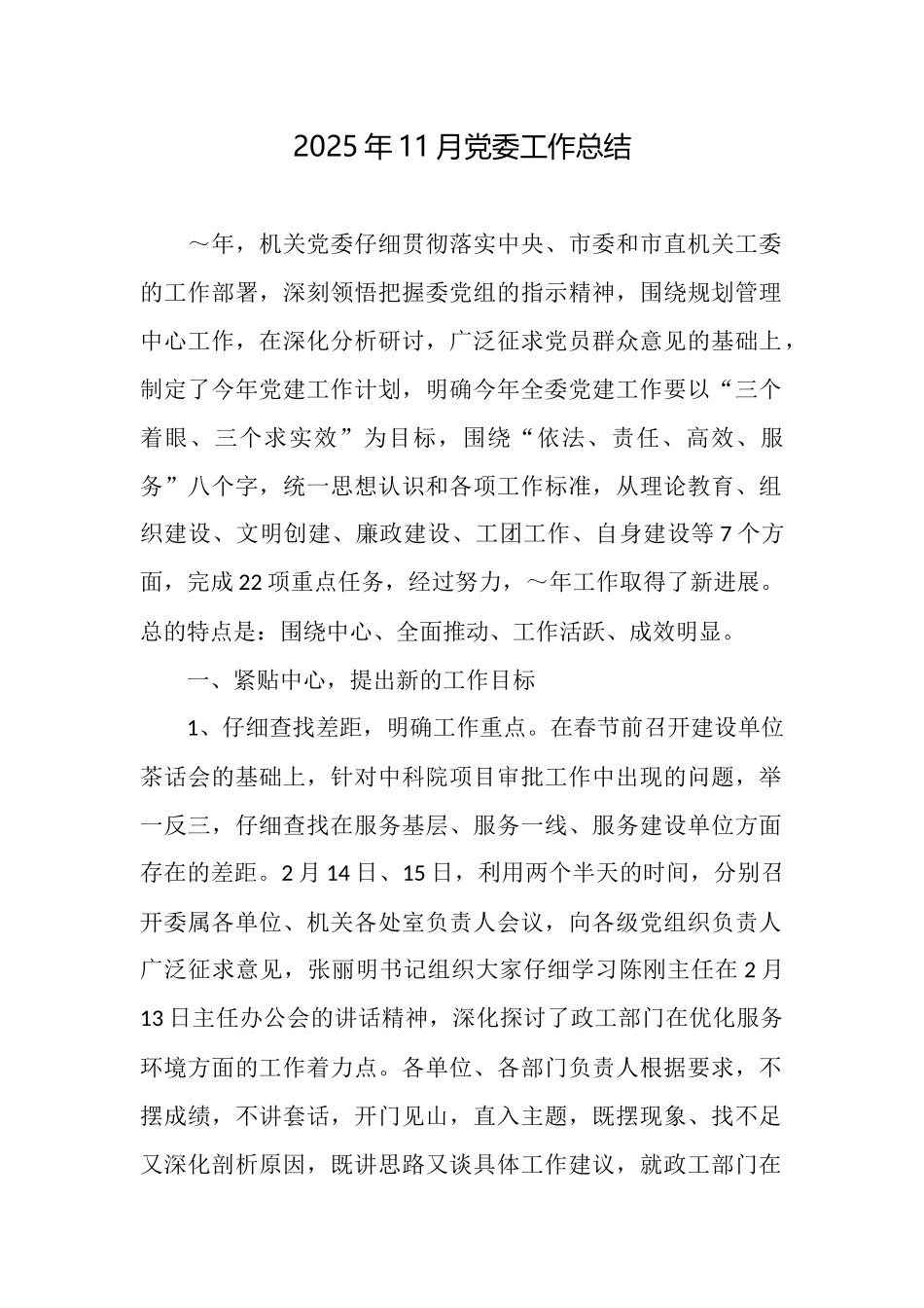 2025年11月党委工作总结_第1页