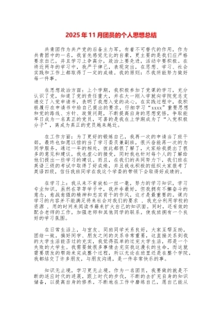 2025年11月团员的个人思想总结