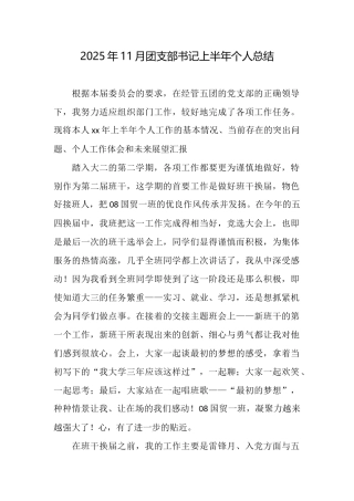 2025年11月团支部书记上半年个人总结