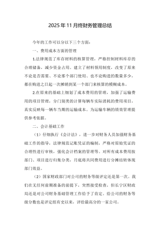 2025年11月终财务管理总结