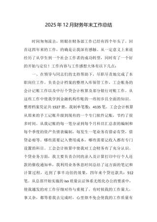 2025年12月财务年末工作总结