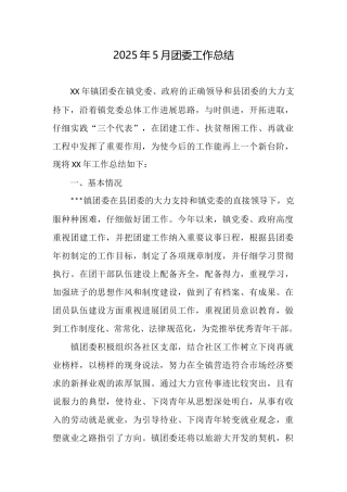 2025年5月团委工作总结