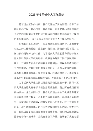 2025年6月份个人工作总结