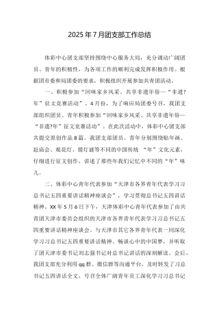 2025年7月团支部工作总结