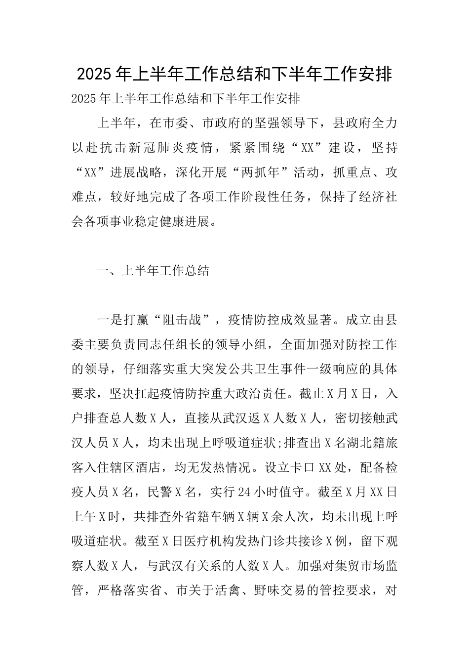 2025年上半年工作总结和下半年工作安排_第1页