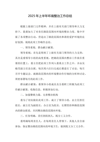 2025年上半年环境整治工作总结