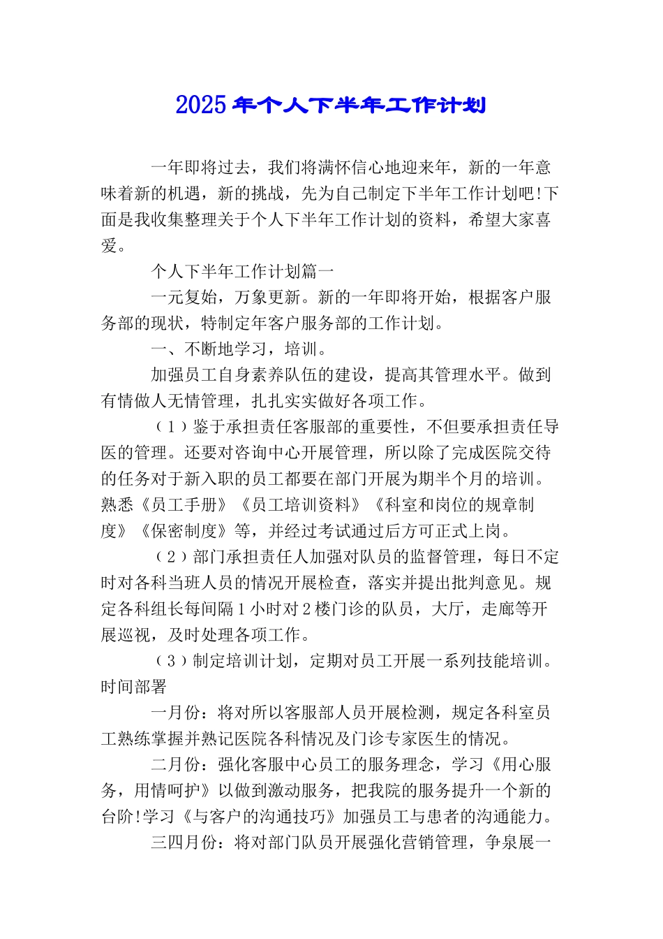 2025年个人下半年工作计划_第1页