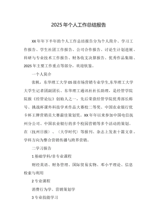 2025年个人工作总结报告
